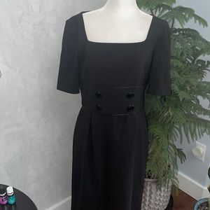 Jones New York Black Dress Square Neckline Short Sleeve. Size 8